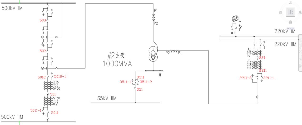 500kV transformer primary busbar wiring diagram for load simulation